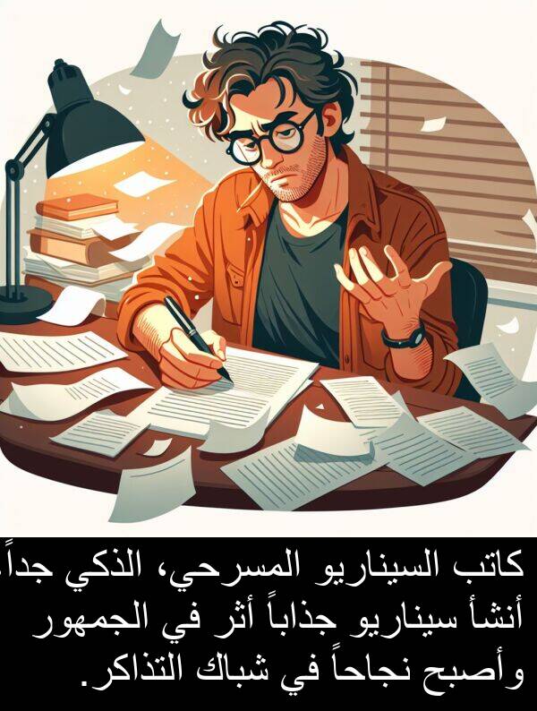 شباك: كاتب السيناريو المسرحي، الذكي جداً، أنشأ سيناريو جذاباً أثر في الجمهور وأصبح نجاحاً في شباك التذاكر.