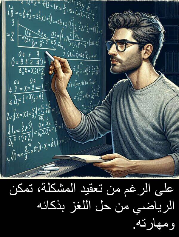 الرغم: على الرغم من تعقيد المشكلة، تمكن الرياضي من حل اللغز بذكائه ومهارته.