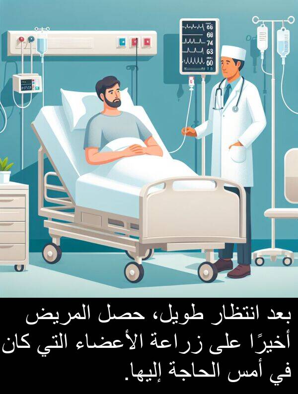 إليها: بعد انتظار طويل، حصل المريض أخيرًا على زراعة الأعضاء التي كان في أمس الحاجة إليها.
