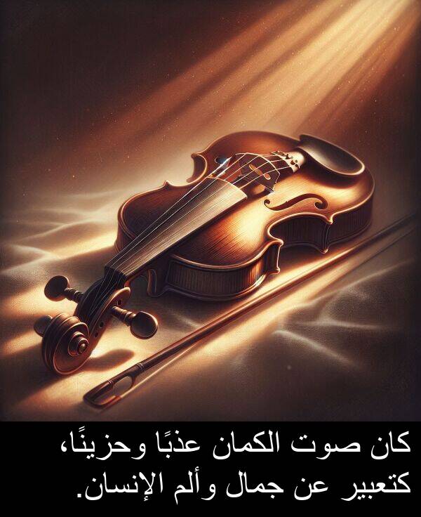 صوت: كان صوت الكمان عذبًا وحزينًا، كتعبير عن جمال وألم الإنسان.