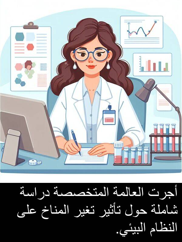 دراسة: أجرت العالمة المتخصصة دراسة شاملة حول تأثير تغير المناخ على النظام البيئي.