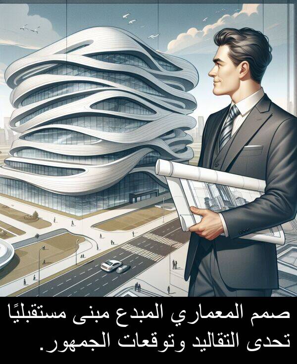 صمم: صمم المعماري المبدع مبنى مستقبليًا تحدى التقاليد وتوقعات الجمهور.