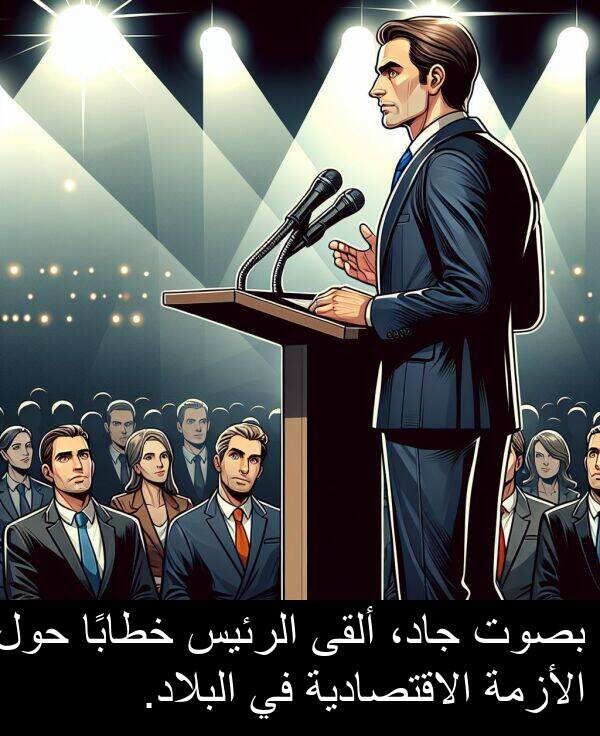 جاد،: بصوت جاد، ألقى الرئيس خطابًا حول الأزمة الاقتصادية في البلاد.