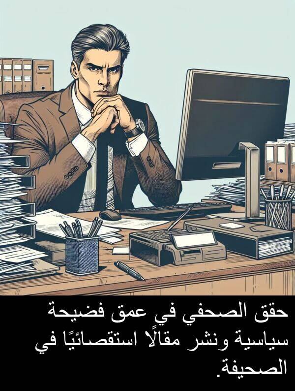 عمق: حقق الصحفي في عمق فضيحة سياسية ونشر مقالًا استقصائيًا في الصحيفة.