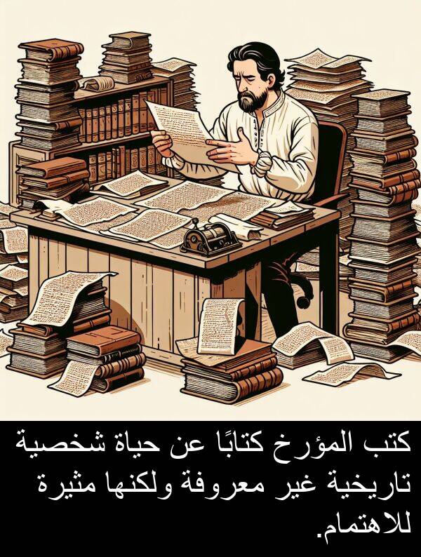 كتابًا: كتب المؤرخ كتابًا عن حياة شخصية تاريخية غير معروفة ولكنها مثيرة للاهتمام.