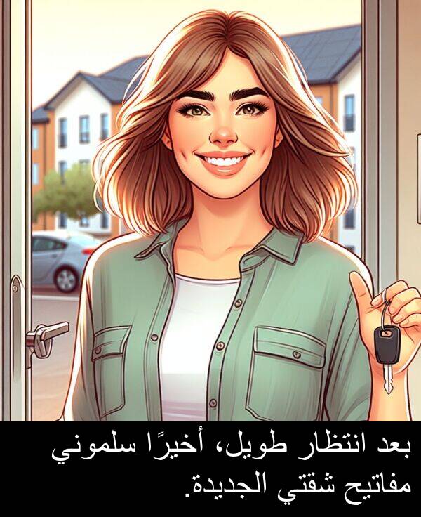 شقتي: بعد انتظار طويل، أخيرًا سلموني مفاتيح شقتي الجديدة.