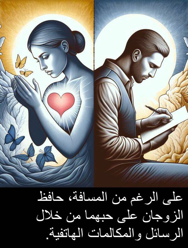 الهاتفية: على الرغم من المسافة، حافظ الزوجان على حبهما من خلال الرسائل والمكالمات الهاتفية.
