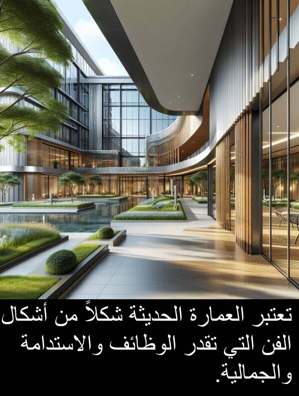 والاستدامة: تعتبر العمارة الحديثة شكلاً من أشكال الفن التي تقدر الوظائف والاستدامة والجمالية.
