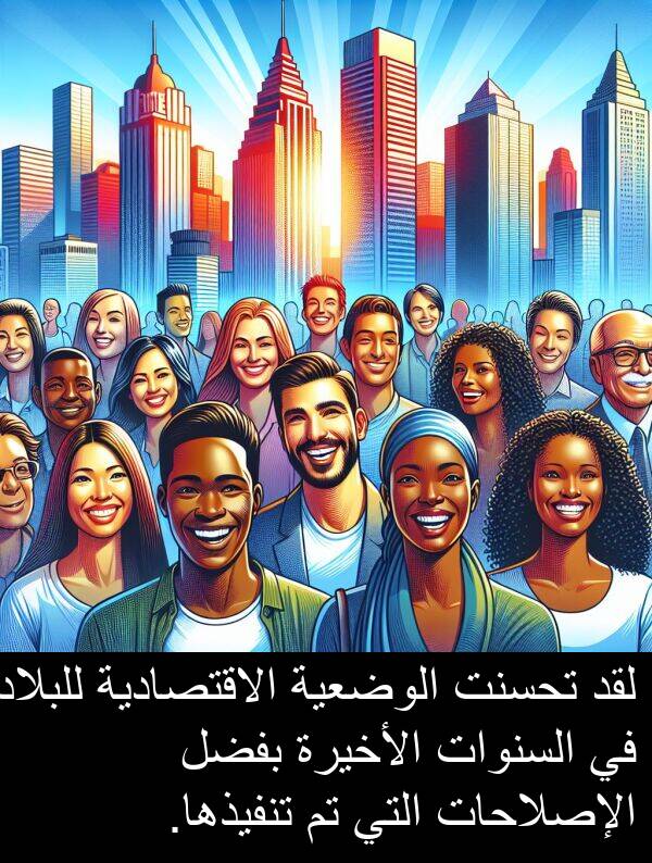 للبلاد: لقد تحسنت الوضعية الاقتصادية للبلاد في السنوات الأخيرة بفضل الإصلاحات التي تم تنفيذها.