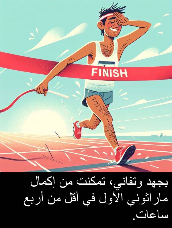 أربع: بجهد وتفاني، تمكنت من إكمال ماراثوني الأول في أقل من أربع ساعات.