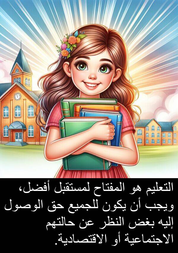 إليه: التعليم هو المفتاح لمستقبل أفضل، ويجب أن يكون للجميع حق الوصول إليه بغض النظر عن حالتهم الاجتماعية أو الاقتصادية.