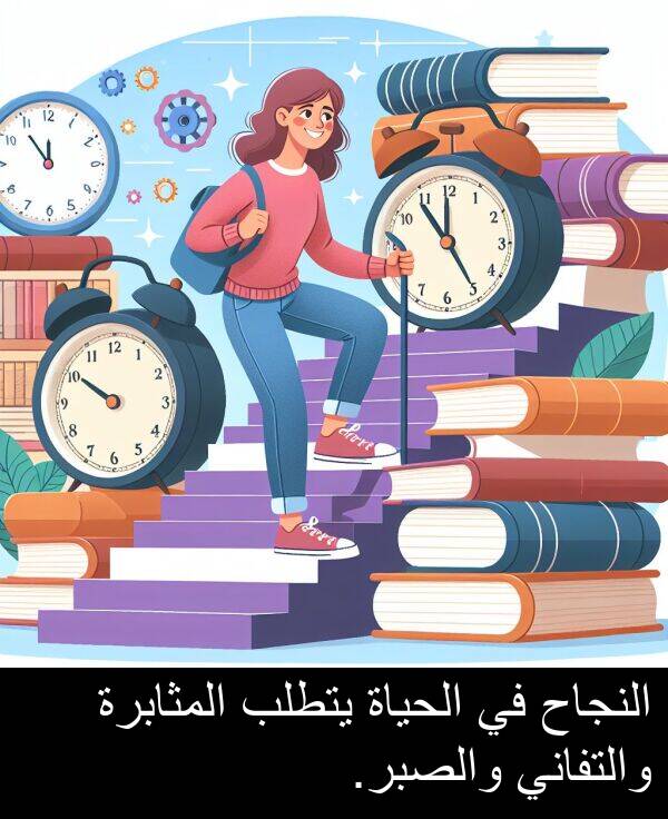 النجاح: النجاح في الحياة يتطلب المثابرة والتفاني والصبر.