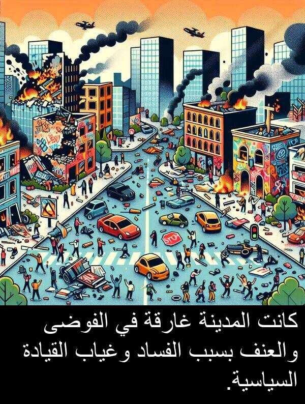 غارقة: كانت المدينة غارقة في الفوضى والعنف بسبب الفساد وغياب القيادة السياسية.