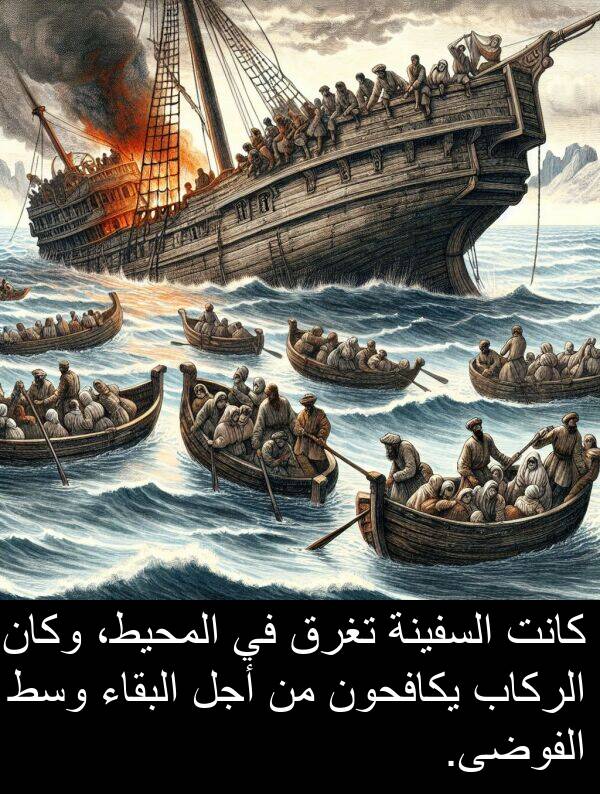 أجل: كانت السفينة تغرق في المحيط، وكان الركاب يكافحون من أجل البقاء وسط الفوضى.