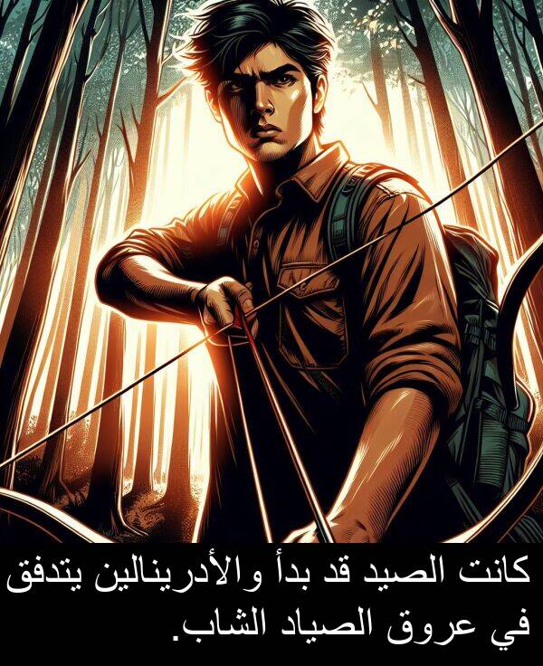 يتدفق: كانت الصيد قد بدأ والأدرينالين يتدفق في عروق الصياد الشاب.