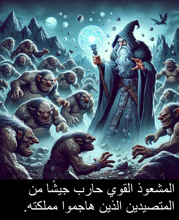 هاجموا: المشعوذ القوي حارب جيشًا من المتصيدين الذين هاجموا مملكته.