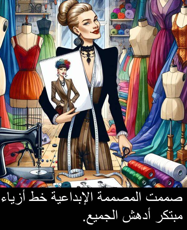 صممت: صممت المصممة الإبداعية خط أزياء مبتكر أدهش الجميع.