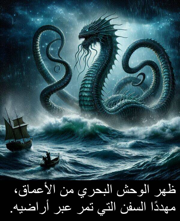 عبر: ظهر الوحش البحري من الأعماق، مهددًا السفن التي تمر عبر أراضيه.