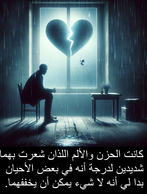 شعرت: كانت الحزن والألم اللذان شعرت بهما شديدين لدرجة أنه في بعض الأحيان بدا لي أنه لا شيء يمكن أن يخففهما.