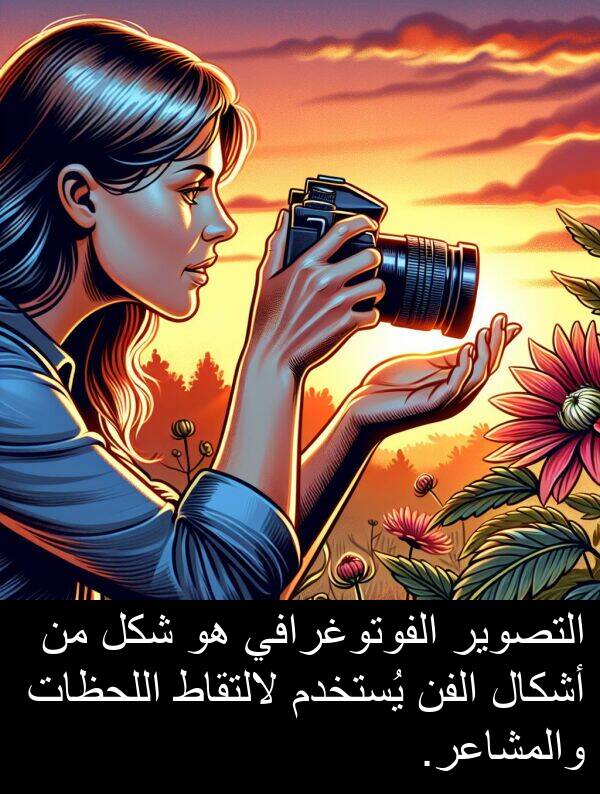 يُستخدم: التصوير الفوتوغرافي هو شكل من أشكال الفن يُستخدم لالتقاط اللحظات والمشاعر.