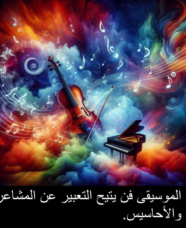 يتيح: الموسيقى فن يتيح التعبير عن المشاعر والأحاسيس.