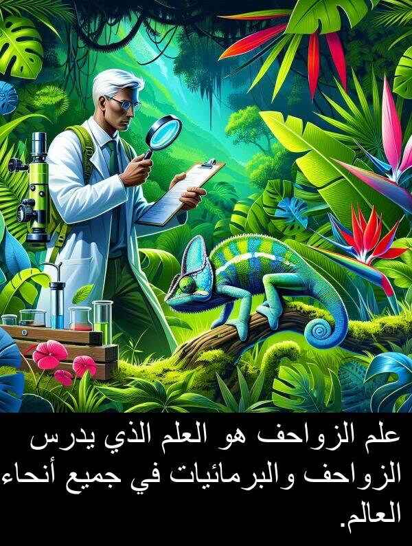 يدرس: علم الزواحف هو العلم الذي يدرس الزواحف والبرمائيات في جميع أنحاء العالم.