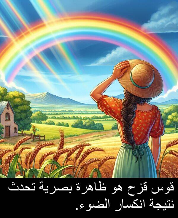 قزح: قوس قزح هو ظاهرة بصرية تحدث نتيجة انكسار الضوء.