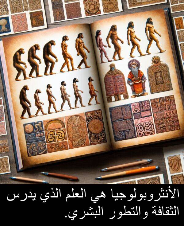 يدرس: الأنثروبولوجيا هي العلم الذي يدرس الثقافة والتطور البشري.