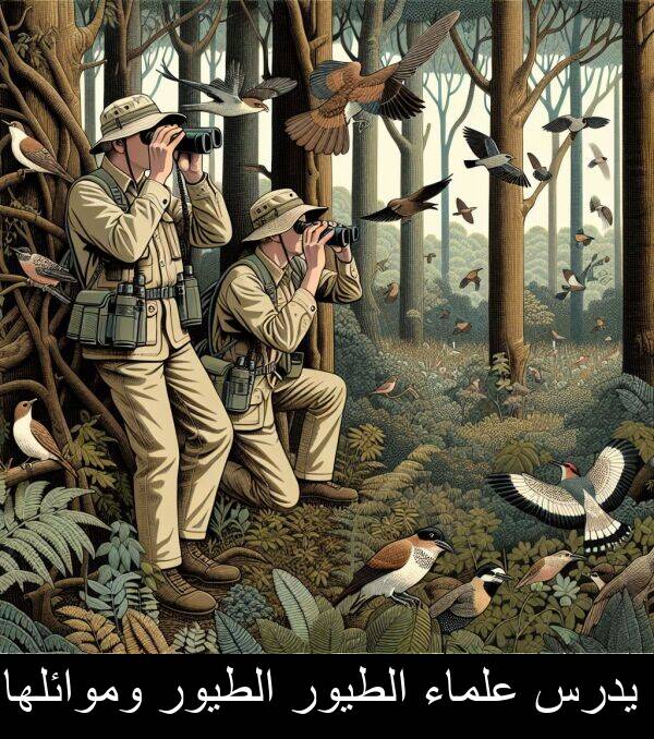 علماء: يدرس علماء الطيور الطيور وموائلها.