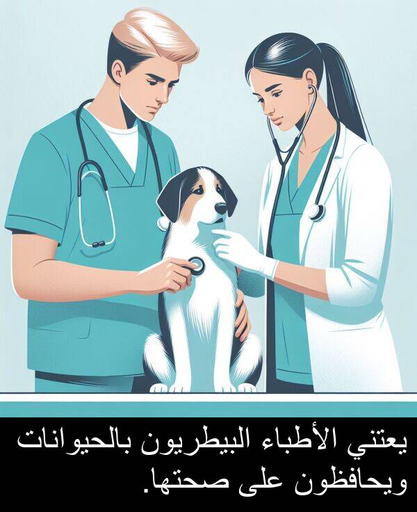 بالحيوانات: يعتني الأطباء البيطريون بالحيوانات ويحافظون على صحتها.