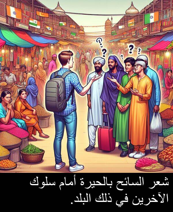 شعر: شعر السائح بالحيرة أمام سلوك الآخرين في ذلك البلد.