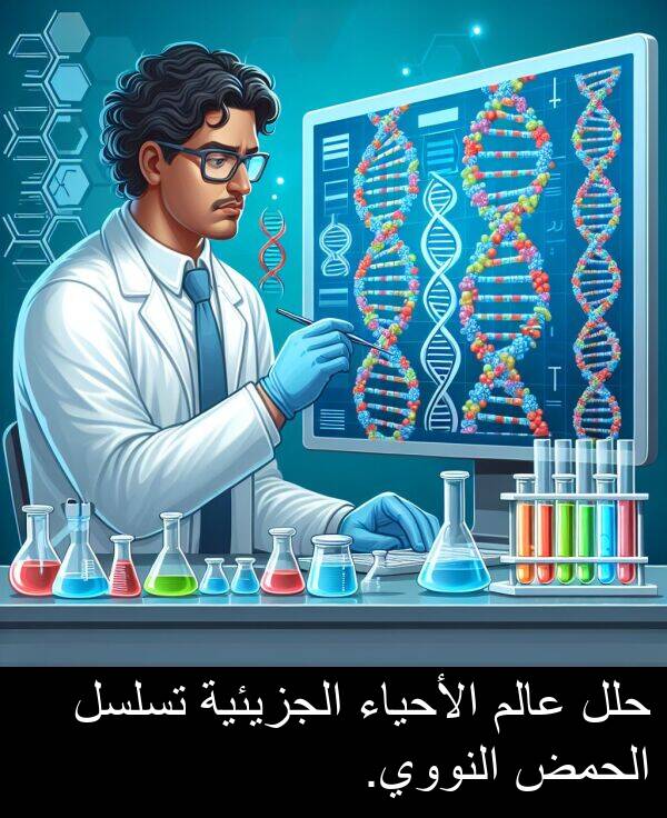 عالم: حلل عالم الأحياء الجزيئية تسلسل الحمض النووي.