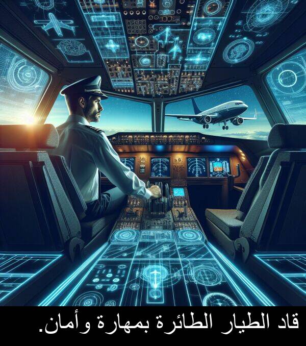 وأمان: قاد الطيار الطائرة بمهارة وأمان.