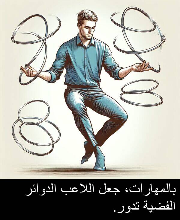 جعل: بالمهارات، جعل اللاعب الدوائر الفضية تدور.