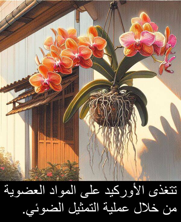 تتغذى: تتغذى الأوركيد على المواد العضوية من خلال عملية التمثيل الضوئي.