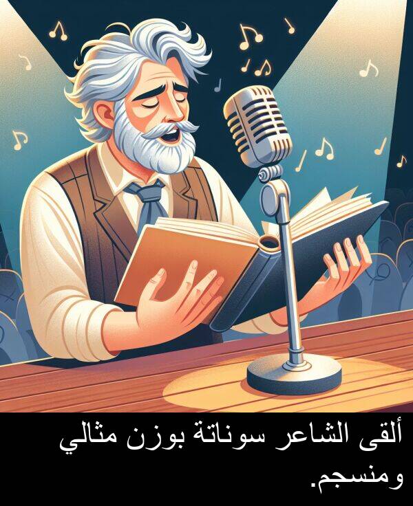 سوناتة: ألقى الشاعر سوناتة بوزن مثالي ومنسجم.