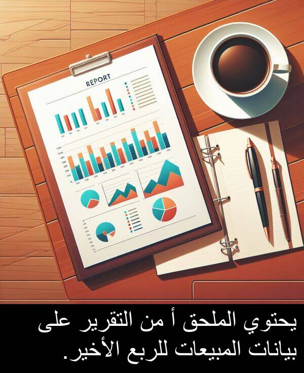 يحتوي: يحتوي الملحق أ من التقرير على بيانات المبيعات للربع الأخير.