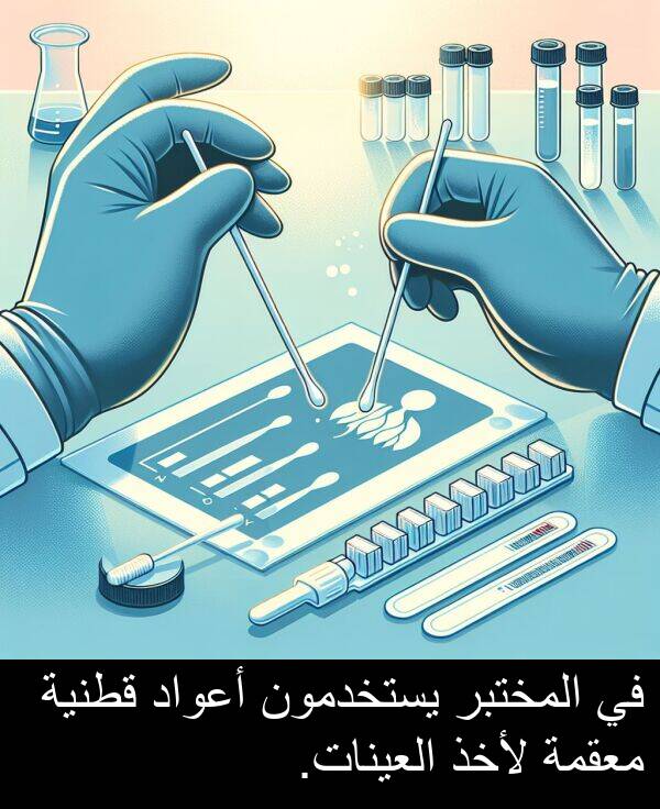 لأخذ: في المختبر يستخدمون أعواد قطنية معقمة لأخذ العينات.