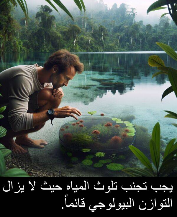 قائماً: يجب تجنب تلوث المياه حيث لا يزال التوازن البيولوجي قائماً.