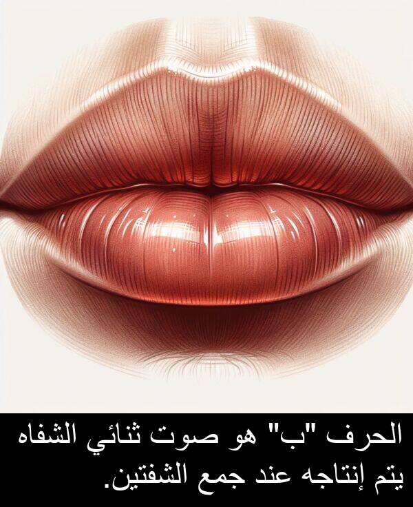 صوت: الحرف "ب" هو صوت ثنائي الشفاه يتم إنتاجه عند جمع الشفتين.