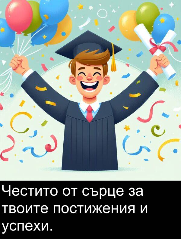 постижения: Честито от сърце за твоите постижения и успехи.