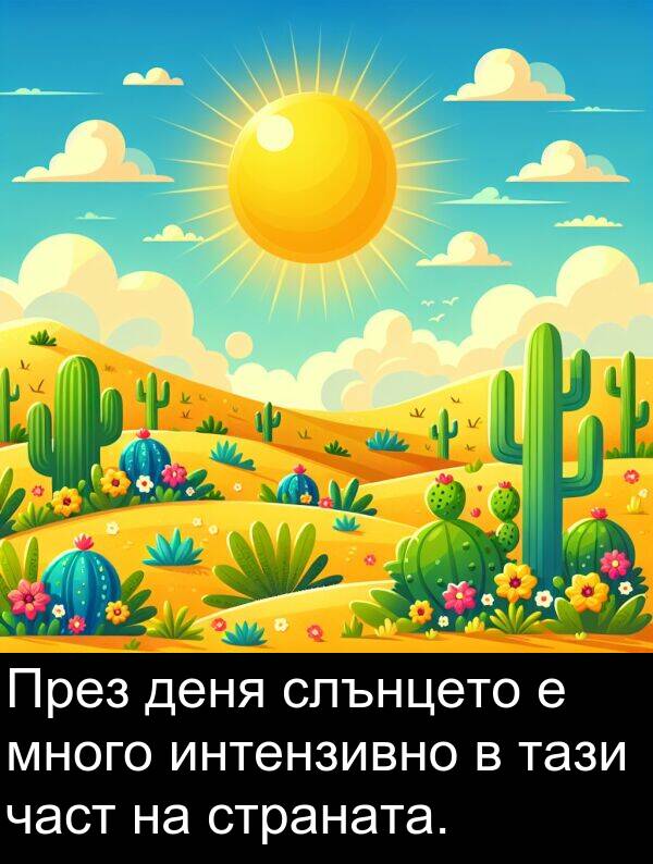 част: През деня слънцето е много интензивно в тази част на страната.