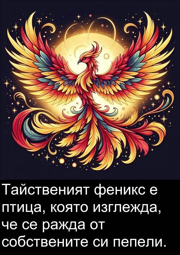 ражда: Тайственият феникс е птица, която изглежда, че се ражда от собствените си пепели.
