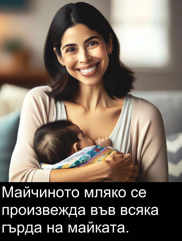 майката: Майчиното мляко се произвежда във всяка гърда на майката.
