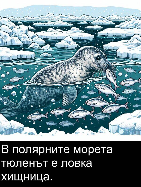 хищница: В полярните морета тюленът е ловка хищница.