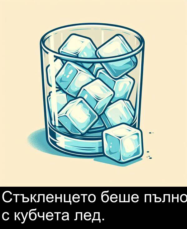 лед: Стъкленцето беше пълно с кубчета лед.