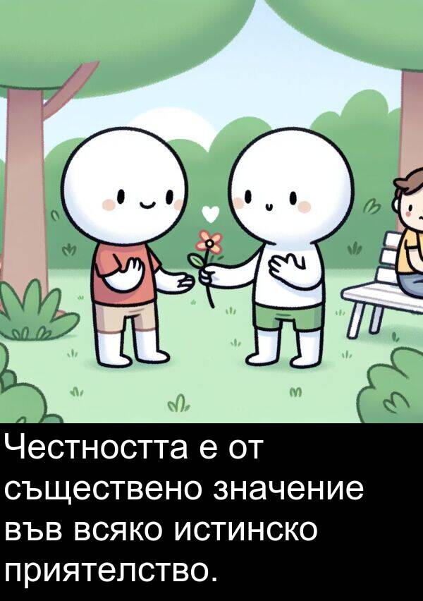 приятелство: Честността е от съществено значение във всяко истинско приятелство.