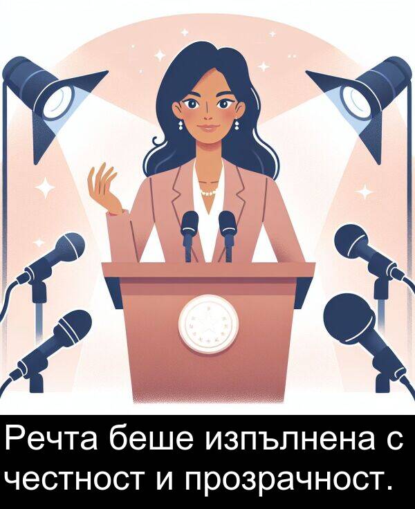 честност: Речта беше изпълнена с честност и прозрачност.