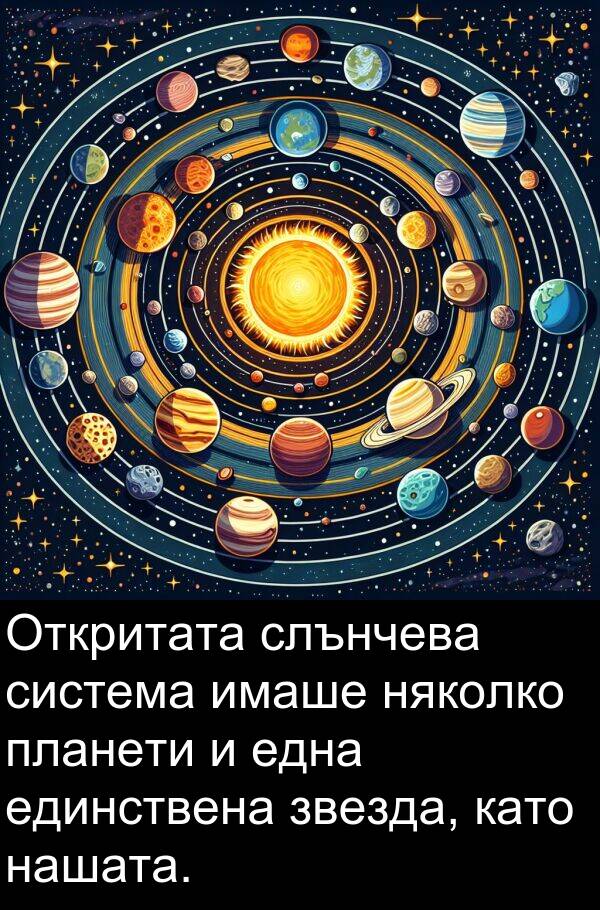 единствена: Откритата слънчева система имаше няколко планети и една единствена звезда, като нашата.