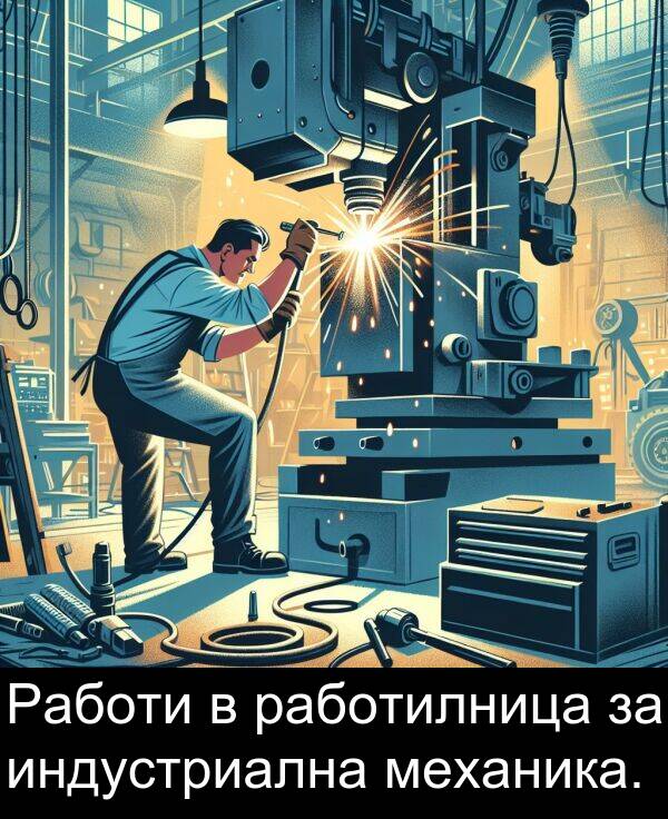работилница: Работи в работилница за индустриална механика.